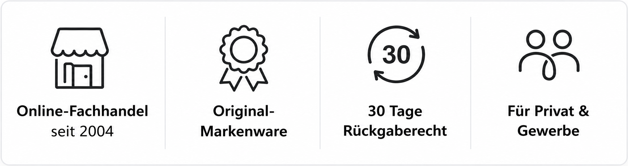 Online-Fachhandel seit 2004, Original-Markenware, 30 Tage Rückgabe für Rivat und Gewerbe