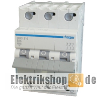 3B16 LS-Schalter B 16A 3polig QuickConnect 6kA MBS316 Hager