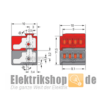 50 Stk. EIB-Buchsenklemme dunkelgrau/rot 243-211 WAGO