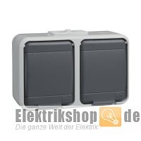 AP-Steckdose 2-fach waag. IP44 AQUA-Top grau 445409 ELSO