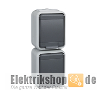 AP-Steckdose 2-fach senkrecht IP44 AQUA-Top grau ELG445419 ELSO