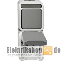 Kombination Schalter-Steckdose AP IP44 grau MEG3495-8029 Merten