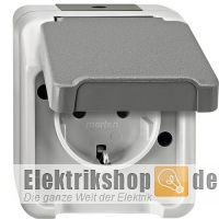 Steckdose 1-fach Aufputz Aquastar IP44 grau MEG2301-8029 Merten