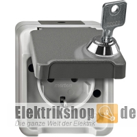 Steckdose 1-fach mit Schloss Aquastar IP44 grau MEG2422-8029 Merten