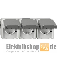 Steckdose 3-fach waagerecht Aquastar IP44 grau MEG2391-8029 Merten