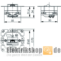 Datendose 1-fach AMJ45 8 K/0 UP Cat.6A 100022960 Telegärtner