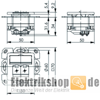 Datendose 2-fach AMJ45 8/8 K UP/50 Cat.6a aw 100000007 Telegärtner