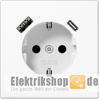 Schuko-Steckdose mit USB Typ AC aw LS1520-15CAWW Jung