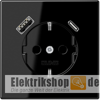 Schuko-Steckdose mit USB Typ AC schwarz LS1520-15CASW Jung