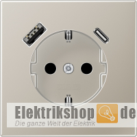 Schuko-Steckdose mit USB Typ AC Edelstahl ES 1520-15CA Jung