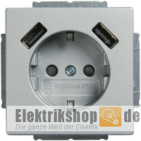 Future Linear Schuko USB-Steckdose alusilber 20 EUCB2USB-83 Busch Jaeger