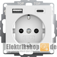 Schuko-Steckdose mit USB Typ AC reinweiß matt 245927 Gira