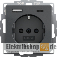 Schuko-Steckdose mit USB Typ AC anthrazit 245928 Gira