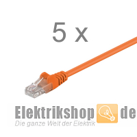 5 Stk. Patchkabel 0,5m Cat.5A U/UTP orange mit RJ45-Stecker Goobay