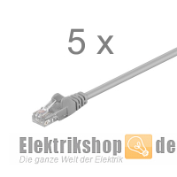 5 Stk. Patchkabel 0,25m Cat.5e U/UTP grau mit RJ45-Stecker Goobay