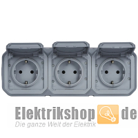 Steckdose 3-fach waagerecht Plexo New FRAP grau 069743L Legrand