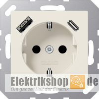 Schuko-Steckdose mit USB Typ AC weiß/cremeweiß A1520-15CA Jung