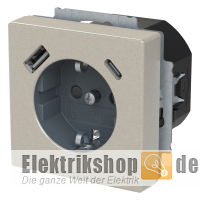 Pur Edelstahl Schuko/USB Steckdose 20 EUCB2USBAC-866 Busch Jaeger