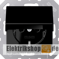 Schuko-Steckdose mit Klappdeckel schwarz gl A 1520 KL SW Jung