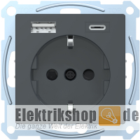 Schuko Steckdose mit USB A/C anthrazit MEG2367-0414 Merten