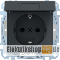 Schuko-Steckdose mit Klappdeckel m. BS anthrazit MEG2310-0414 Merten