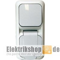 Schalter-Steckdose Kombination grau Aufputz Feuchtraum EGB VIKO