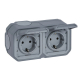 Steckdose 2-fach waagerecht AP Feuchtraum Plexo New FRAP grau 069742L Legrand
