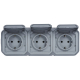 Steckdose 3-fach waagerecht Plexo New FRAP grau 069743L Legrand