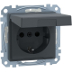 Schuko-Steckdose mit Klappdeckel m. BS anthrazit MEG2310-0414 Merten