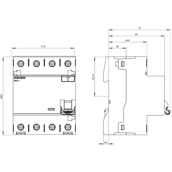 Fehlerstromschutzschalter Siemens 5SV3346-6