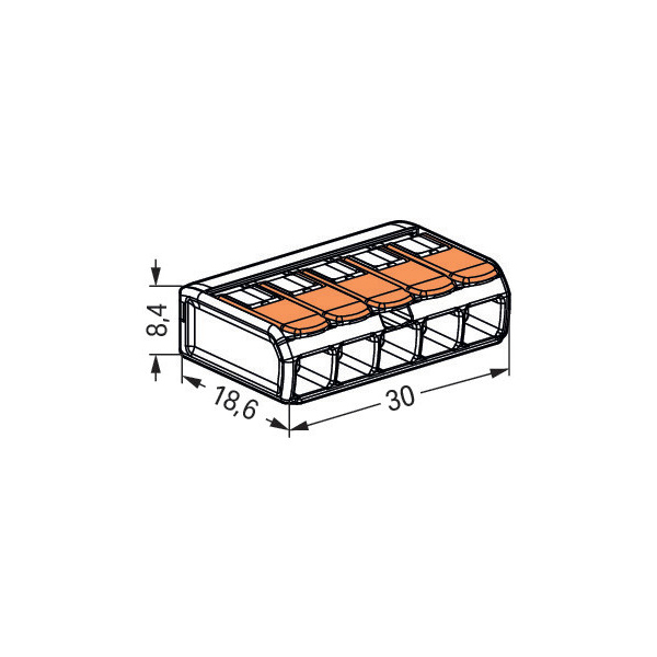 Wago 221-415 5-Leiter-Klemme mit Hebel für massiv / flexibel