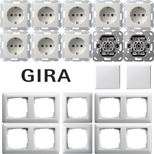 Gira Schalterprogramm Steckdose Schalter Rahmen Wippe Standard 55 reinweiß matt 