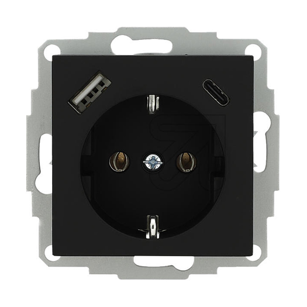 Klein Steckdose mit USB TYP A & C in schwarz matt