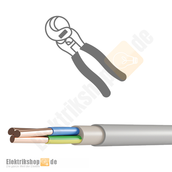 3 x 1,5 mm² isoliert mit Cu-Leitern NYM-J im Ring 50m Installationsleitung 