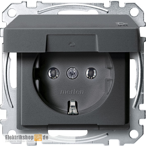 Schuko-Steckdose mit Klappdeckel IP44 anthrazit MEG2314-0414 Merten