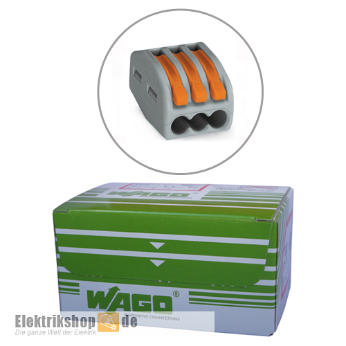 50 Stk. 3-Leiter-Klemmen mit Betätigungshebeln 222-413 WAGO