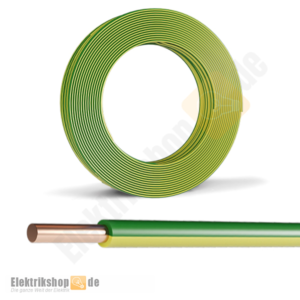 100m Ring H07V-U 6 PVC-Aderleitung eindrähtig grün/gelb