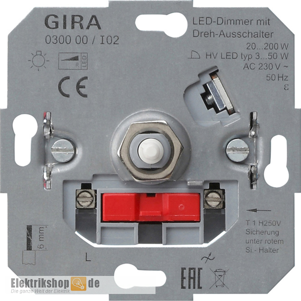 LED-Dimmeinsatz mit Dreh-Ausschalter 030000 Gira