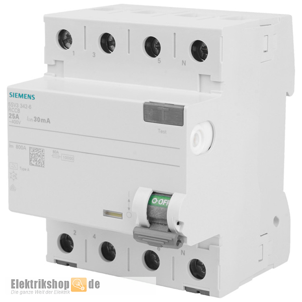 FI-Schutzschalter 25A 30mA 4-polig 5SV3342-6 Siemens