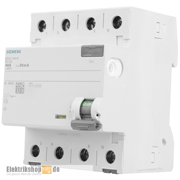 FI-Schutzschalter 40A 30mA 4-polig 5SV3344-6 Siemens