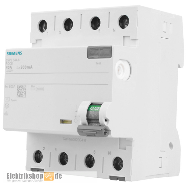 FI-Schutzschalter 40A 300mA 4-polig 5SV3644-6 Siemens