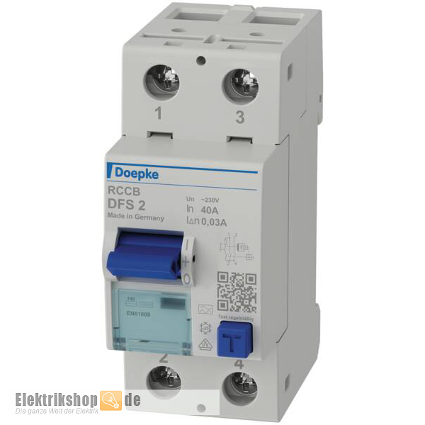 FI-Schutzschalter 40A/30mA 2pol. DFS2 040-2/0,03-A Doepke