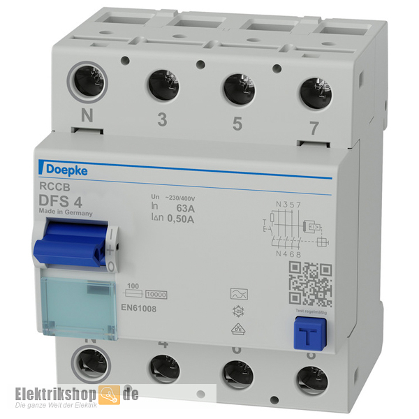 FI-Schutzschalter 63A/500mA 4pol. DFS4 063-4/0,50-A Doepke