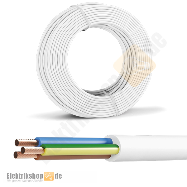 50m Ring H05VV-F 3G1,5 PVC-Schlauchleitung weiß