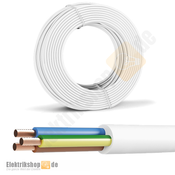 50m Ring H05VV-F 3G2,5 PVC-Schlauchleitung weiß