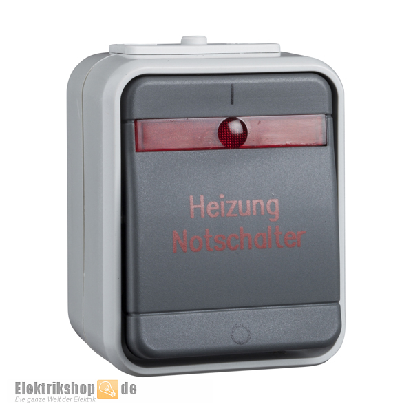 Heizung Notschalter beleuchtet IP44 AQUA-Top grau 441229 ELSO