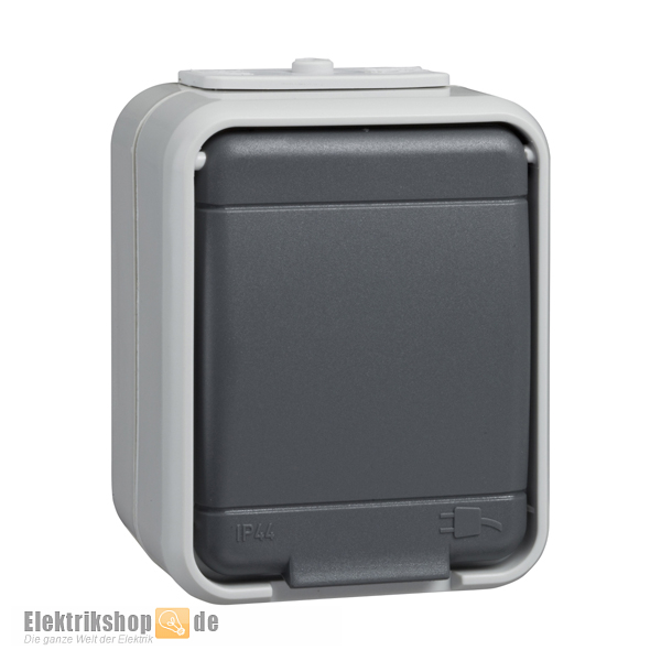 AP-Steckdose 1-fach IP44 AQUA-Top grau 445009 ELSO