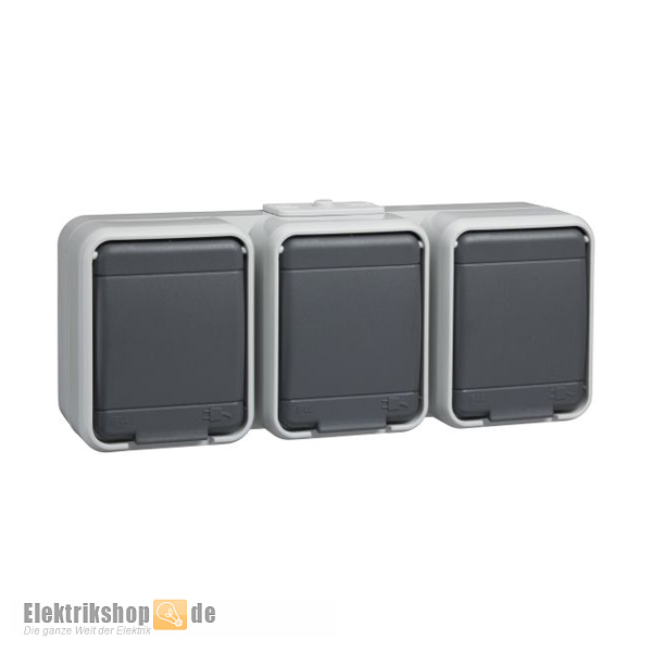 AP-Steckdose 3-fach waag. IP44 AQUA-Top grau 445809 ELSO