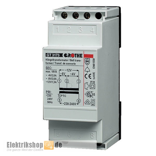 Universal-Klingeltrafo 8-12V AC 2-1,5A 14073 GT3173 Grothe