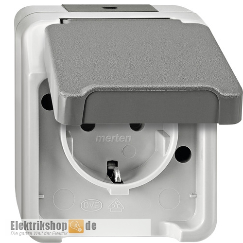 Steckdose 1-fach Aufputz Aquastar IP44 grau MEG2301-8029 Merten